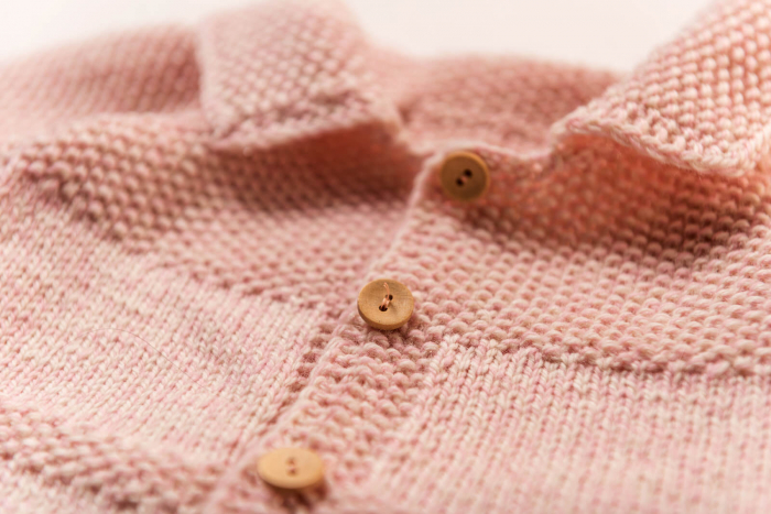 Pulover tricotat handmade din lână merinos roz, pentru bebeluși, 6 luni [3]
