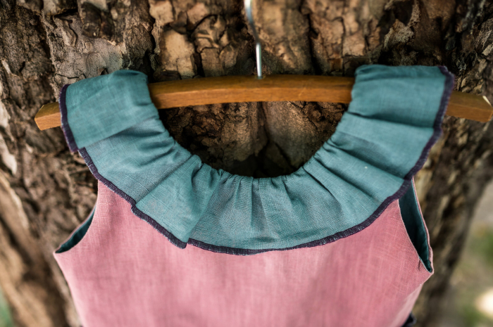 Rochie de vară din in lila, turquoise, pentru fete [6]