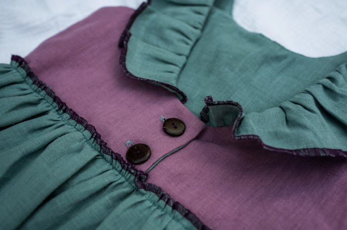 Rochie de vară din in lila-turquoise, pentru fete [4]