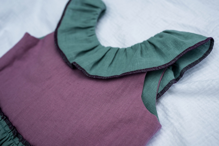 Rochie de vară din in lila-turquoise, pentru fete [3]
