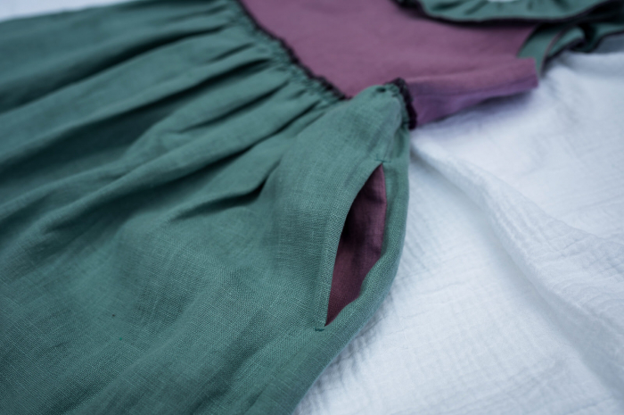 Rochie de vară din in lila-turquoise, pentru fete [6]