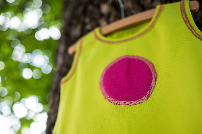 Rochie din bumbac organic verde neon, pentru fete [4]