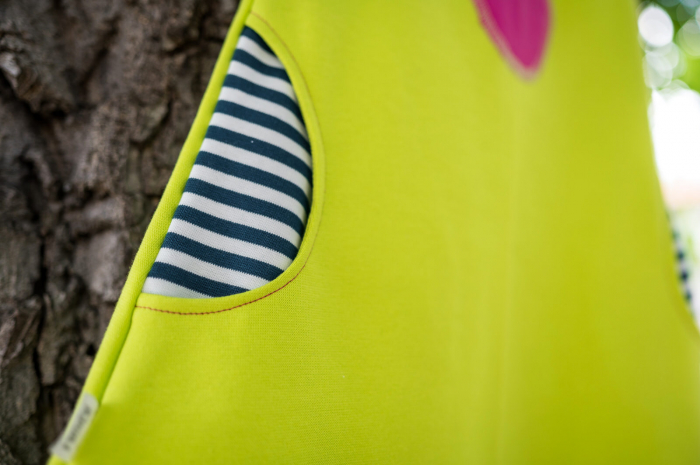 Rochie din bumbac organic verde neon, pentru fete [3]