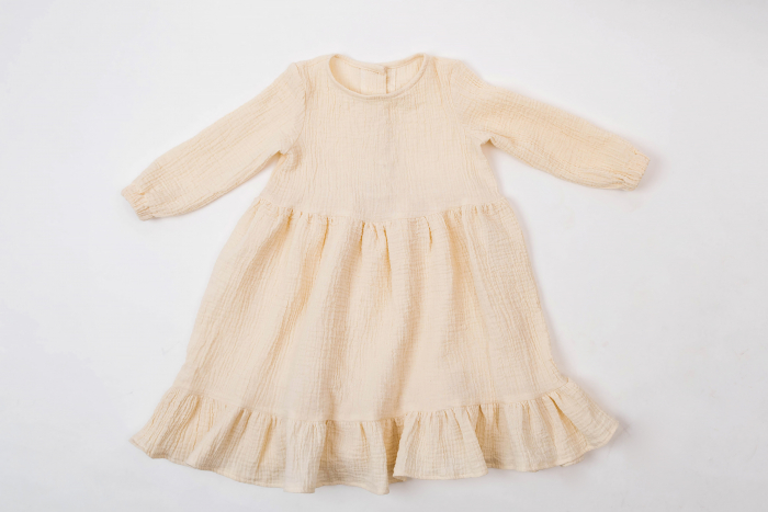 Rochie din muselină de bumbac organic natur pentru fete [3]