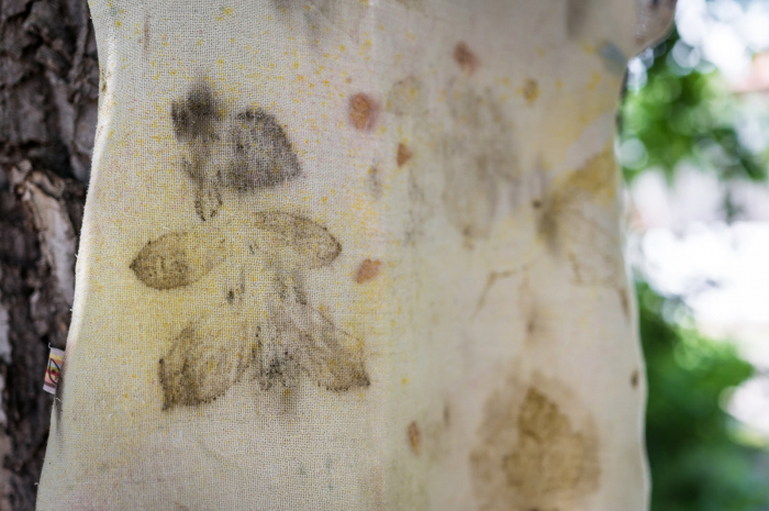 Rochie din țesătură de cânepă și bumbac imprimată natural cu plante-ecoprint, pentru fată, 4 ani [5]