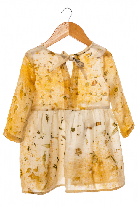 Rochie din țesătură de lână merinos, vopsită natural cu plante, pentru fete, M 92 [6]