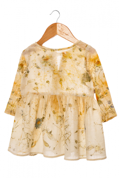 Rochie din țesătură de lână merinos, vopsită natural cu plante, pentru bebeluși, M86 [7]