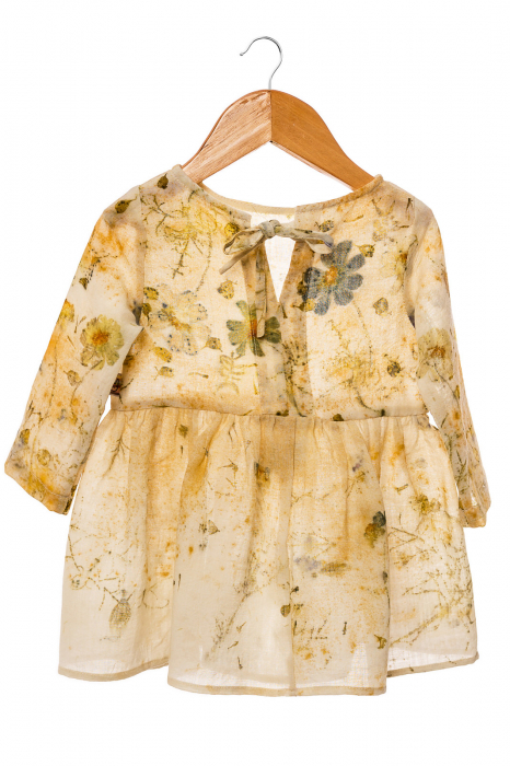 Rochie din țesătură de lână merinos, vopsită natural cu plante, pentru bebeluși, M86 [8]