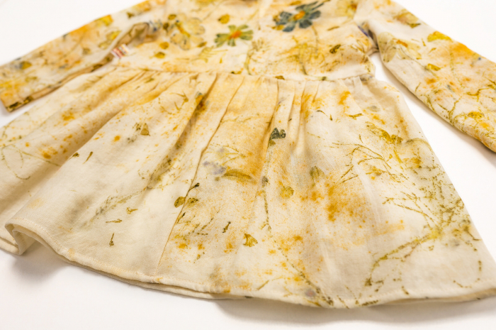 Rochie din țesătură de lână merinos, vopsită natural cu plante, pentru bebeluși, M86 [6]
