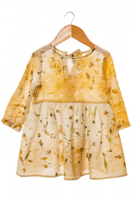 Rochie din țesătură de lână merinos, vopsită natural cu plante, pentru fete, M 92 [5]