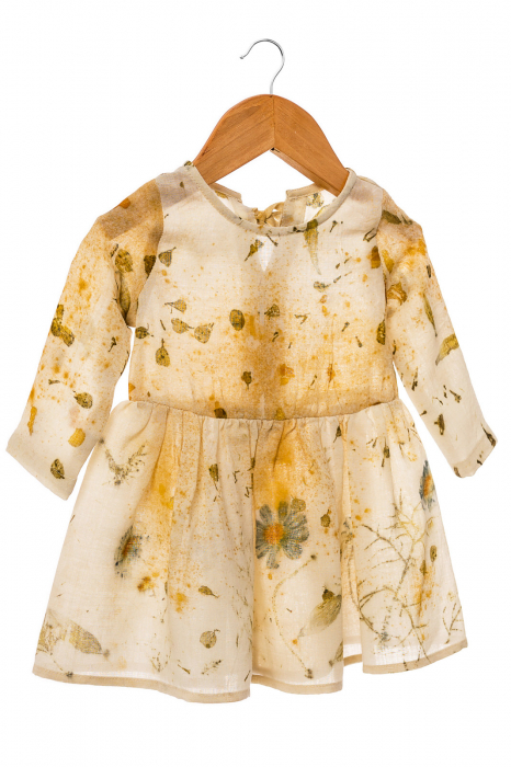 Rochie din țesătură de lână merinos, vopsită natural cu plante, pentru bebeluși, M 80 [6]