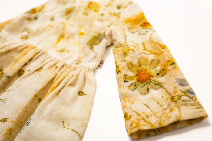 Rochie din țesătură de lână merinos, vopsită natural cu plante, pentru bebeluși, M86 [5]