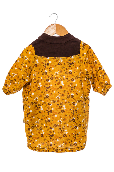 Rochie din muselina mustar cu floricele, pentru fete [2]