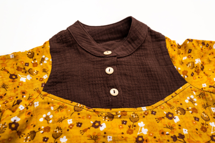 Rochie din muselina mustar cu floricele, pentru fete [5]