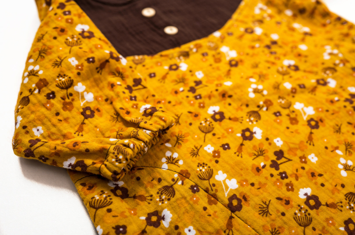 Rochie din muselina mustar cu floricele, pentru fete [4]