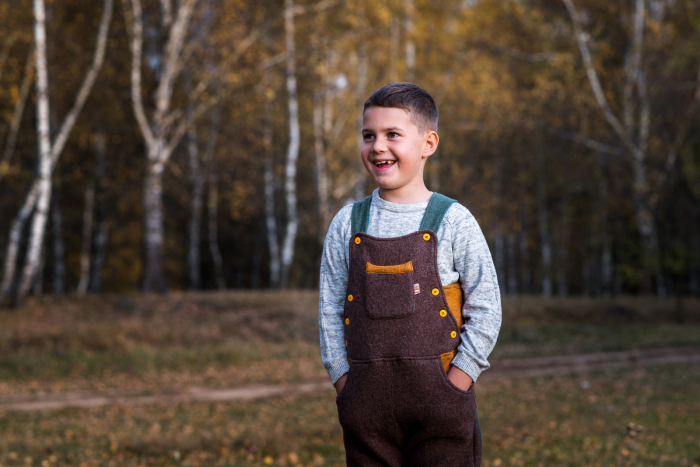 Salopetă din lână fiartă maro pentru băieți, 7 ani [6]