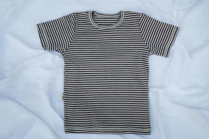 Tricou din țesătură organică de lână merinos și mătase cu dungi mov închis, pentru băieți [3]