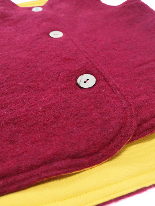 Vestă clasică din fleece de lână merinos organică roșu pentru bebeluși [7]