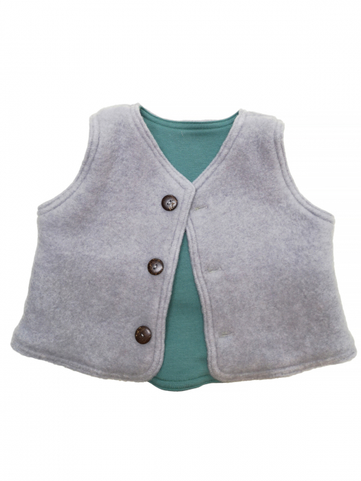 Vestă clasică din fleece de lână merinos organică gri, pentru bebeluși [7]