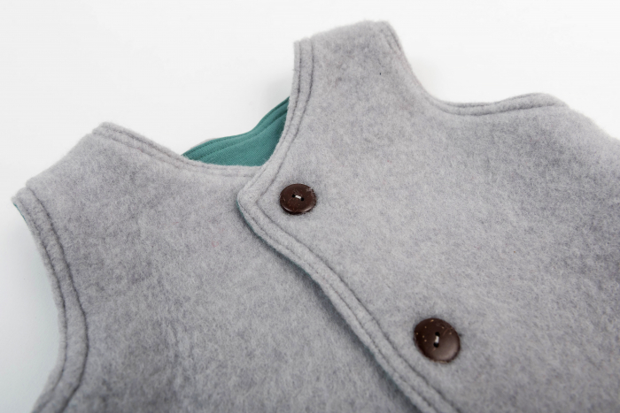 Vestă clasică din fleece de lână merinos organică gri, pentru bebeluși [5]