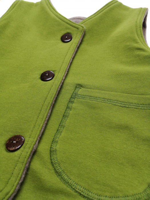 Vestă clasică din fleece de lână merinos taupe pentru copii [7]