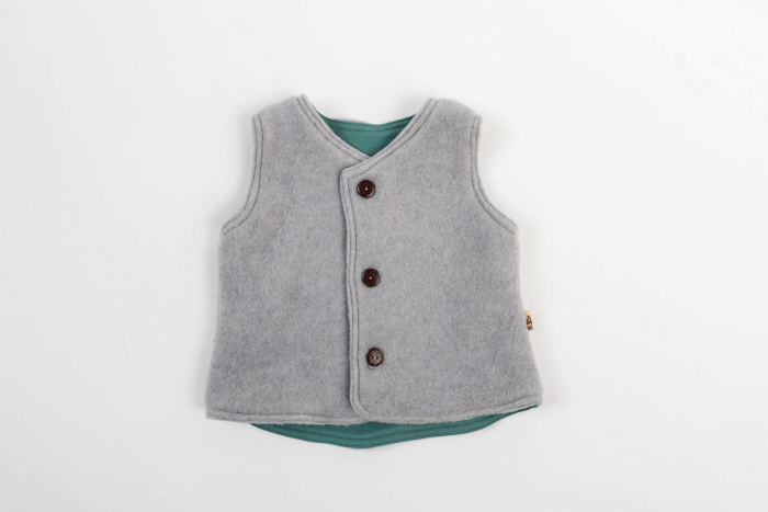 Vestă clasică din fleece de lână merinos organică gri, pentru bebeluși [3]