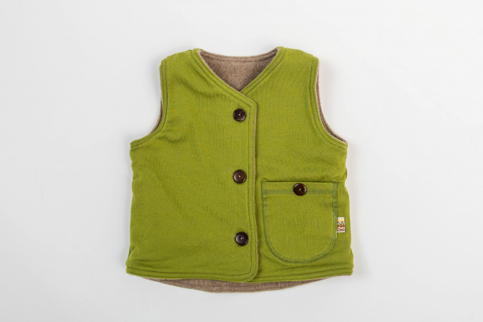 Vestă clasică din fleece de lână merinos taupe pentru copii [5]