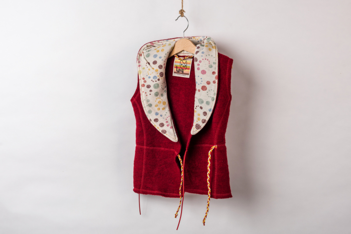 Vestă din Fleece de lână merinos organică roșu, pentru fete [2]