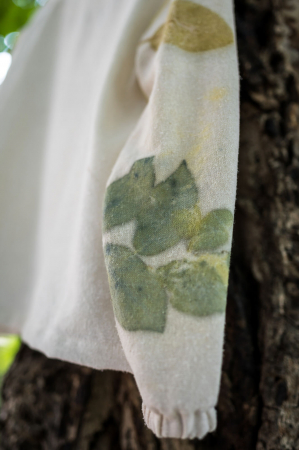 Cămașă din borangic cu buzunar și mâneci imprimate cu plante-ecoprint, pentru fete, 6 ani [8]