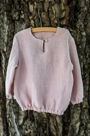 Cămăși - Cămașă din țesătură de cânepă și bumbac old rose, pentru bebeluși