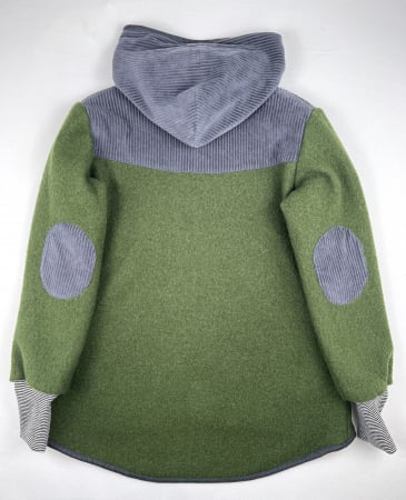 Jachetă din lână fiartă olive și velur din bumbac organic, pentru copii, 12 ani [4]