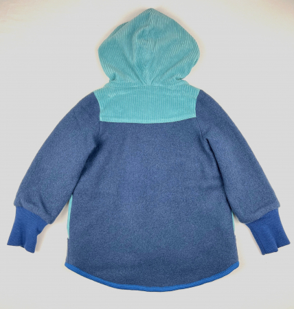 Jachetă din lână merinos fiartă bleumarin și velur din bumbac organic, pentru copii, 6 ani [6]