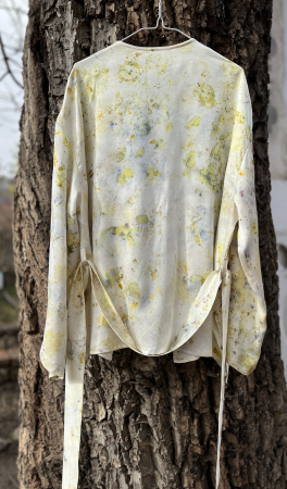 Kimono din mătase naturală imprimat cu plante- S/ M/ L [1]