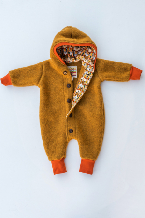 Overall pentru bebeluși din Fleece de lână merinos organică muștar [5]