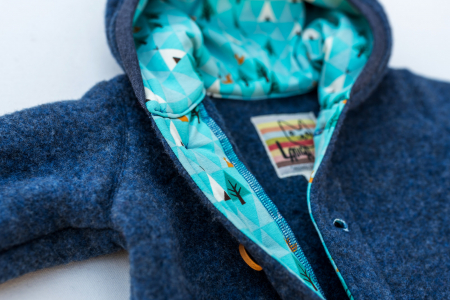 Overall din Fleece de lână merinos organică albastru, pentru bebeluși [3]