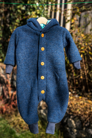 Overall din Fleece de lână merinos organică albastru, pentru bebeluși [6]
