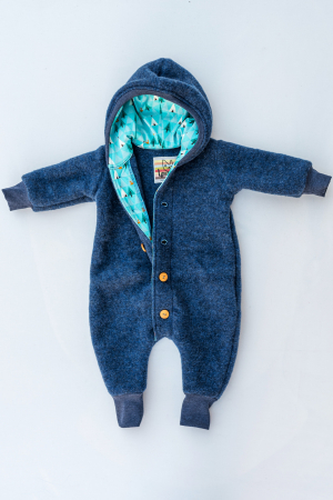 Overall din Fleece de lână merinos organică albastru, pentru bebeluși [2]