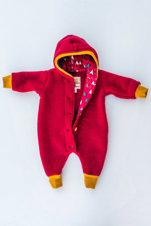 Overall pentru bebeluși din Fleece de lână merinos organică roșu [4]