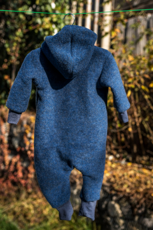 Overall din Fleece de lână merinos organică albastru, pentru bebeluși [4]