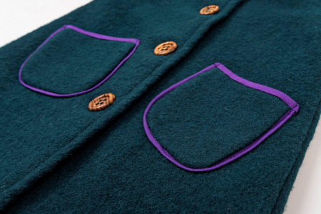Palton clasic din lână fiartă verde-turquoise, pentru fete, 4 ani [6]