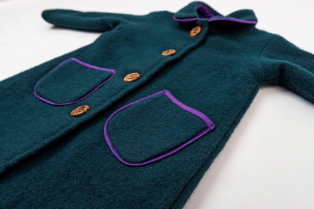 Palton clasic din lână fiartă verde-turquoise, pentru fete, 4 ani [3]