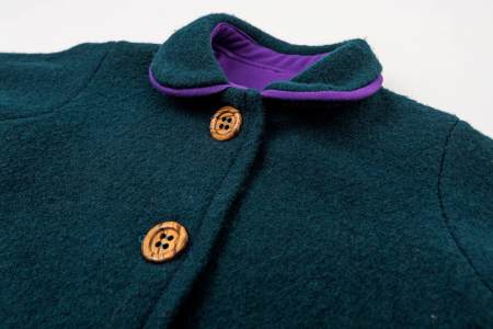 Palton clasic din lână fiartă verde-turquoise, pentru fete, 4 ani [5]