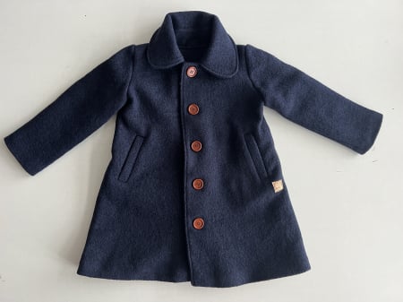 Fete - Palton din lână fiartă albastru pentru fete - 122