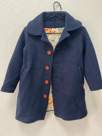 Fete - Palton din lână fiartă albastru pentru fete - 122