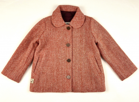 Jachete și paltoane - Palton scurt din lână pură- Harris Tweed, pentru fete