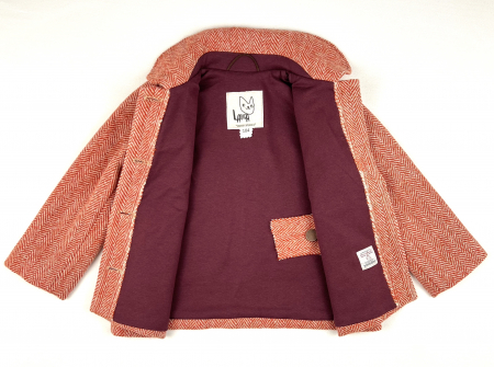 Palton scurt din lână pură- Harris Tweed, pentru fete [3]