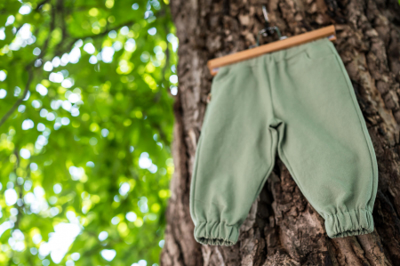 Pantaloni - Pantaloni din bumbac Varvara verde, pentru fete și băieți
