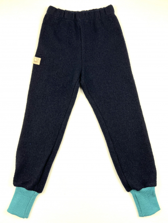 Pantaloni - Pantaloni din lână merinos fiartă navy pentru copii, 6 ani