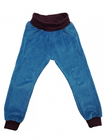 Pantaloni - Pantaloni din velur reiat organic petrol, pentru copii