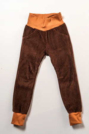 Pantaloni - Pantaloni din velur reiat organic maro, pentru copii